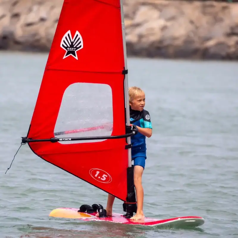 Young sailor on the Ezzy Kids Rig 1.5